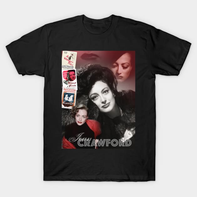 Joan Crawford Collage Portrait T-Shirt by Dez53